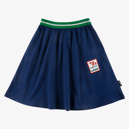Embroidered Patch Skirt - Navy