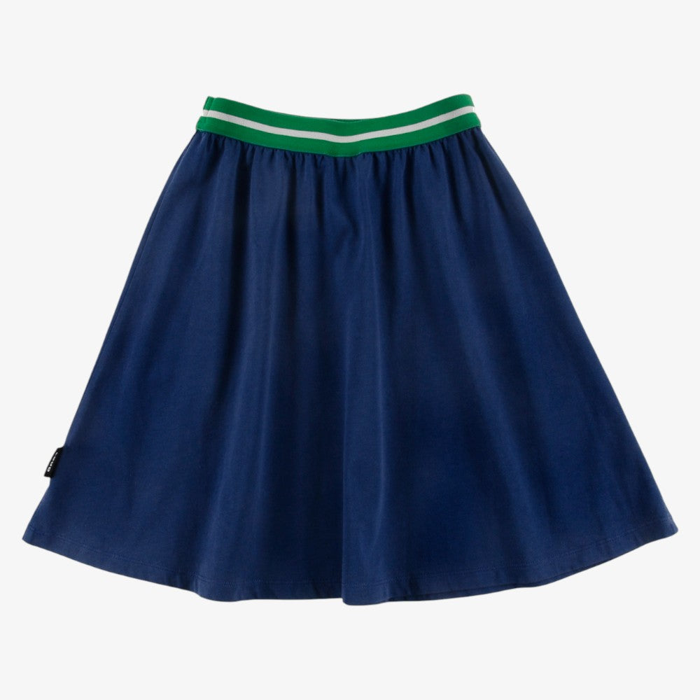 Embroidered Patch Skirt - Navy