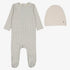 Gem Stripe Footie And Hat - Cream & Blue