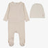 Gem Stripe Footie And Hat - Cream & Pink