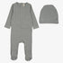 Gem Stripe Footie And Hat - Light Blue