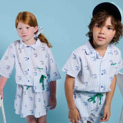 Logo Crop Shirt - Light Blue