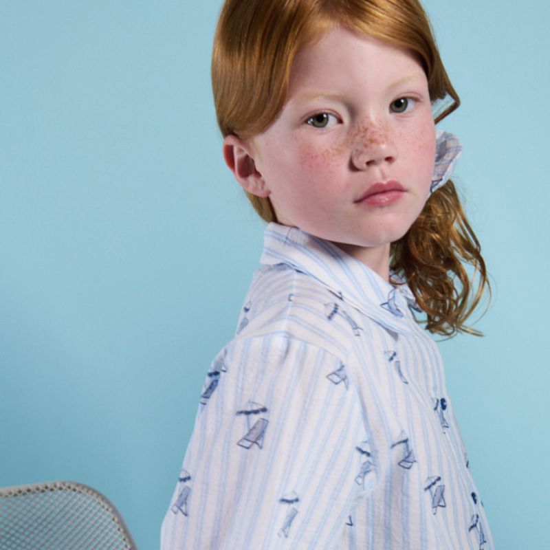 Logo Crop Shirt - Light Blue