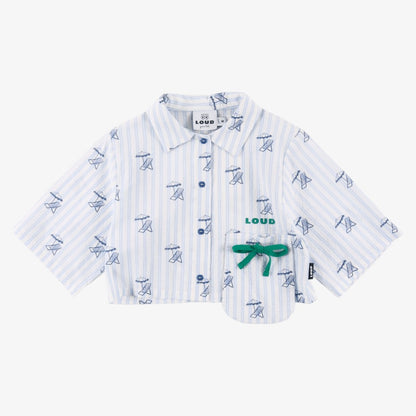 Logo Crop Shirt - Light Blue