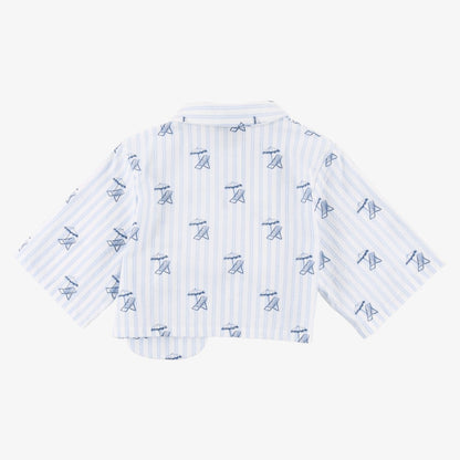 Logo Crop Shirt - Light Blue