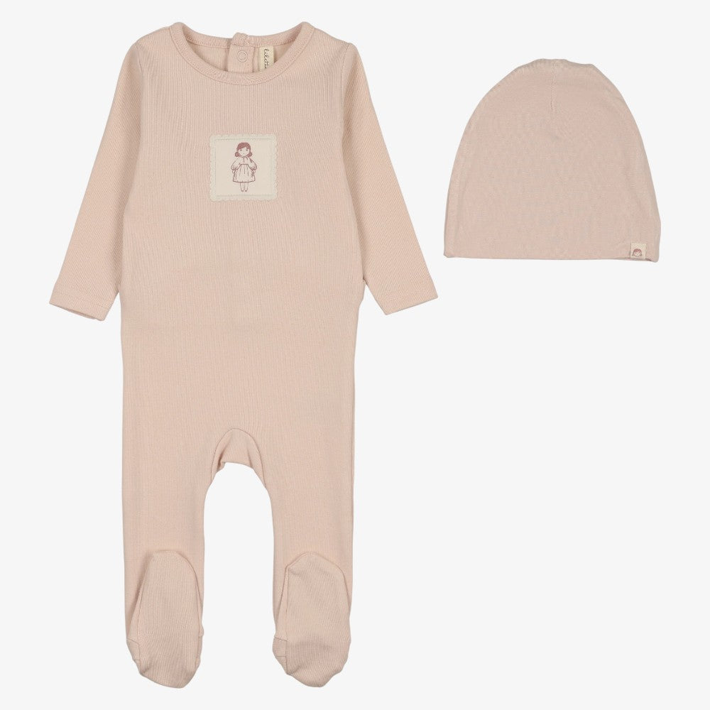 Graphic Tag Footie And Hat - Petal