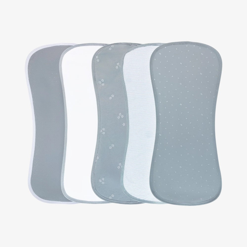 Burp Cloths 5Pk - Blue Leaf