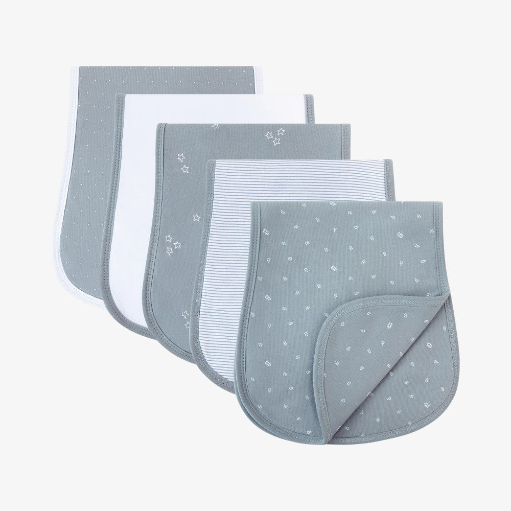 Burp Cloths 5Pk - Blue Leaf