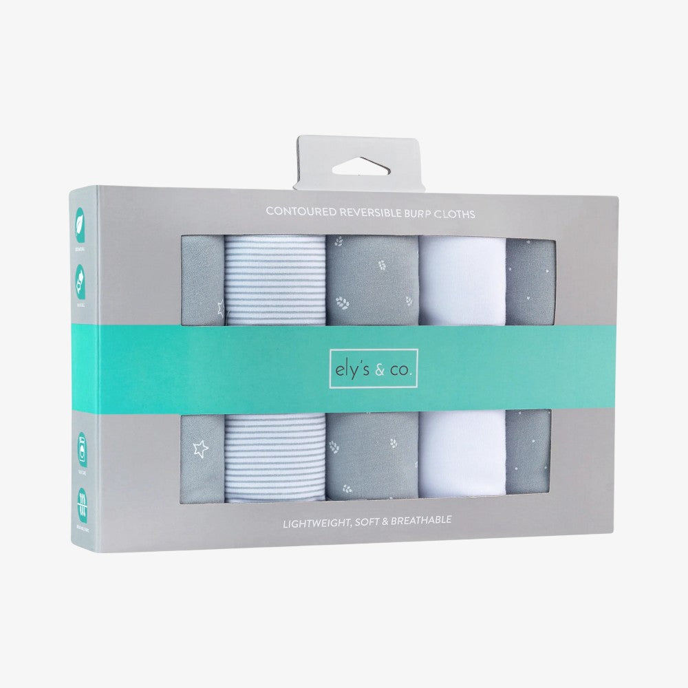 Burp Cloths 5Pk - Blue Leaf