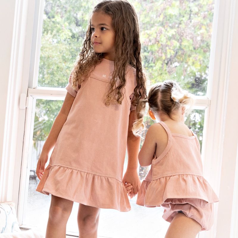 Hollis Ruffle Dress - Pink Denim
