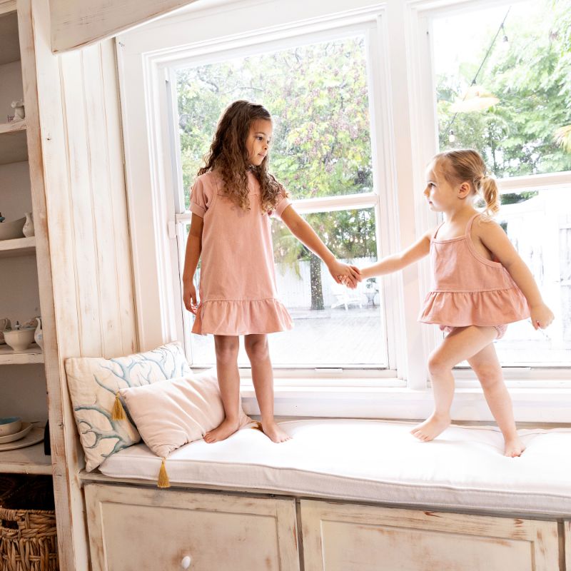 Hollis Ruffle Dress - Pink Denim