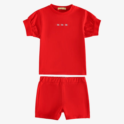 Hollis Logo Tee And Shorts - Red