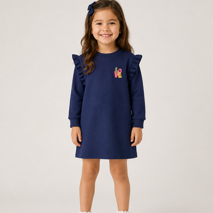Liba Ruffle Dress - Dark Blue