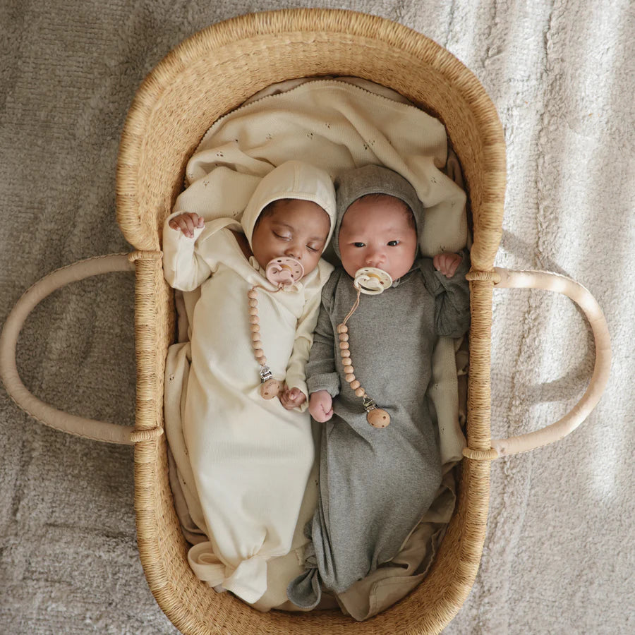 Hera Silicone Pacifier Clip - Faux Wood