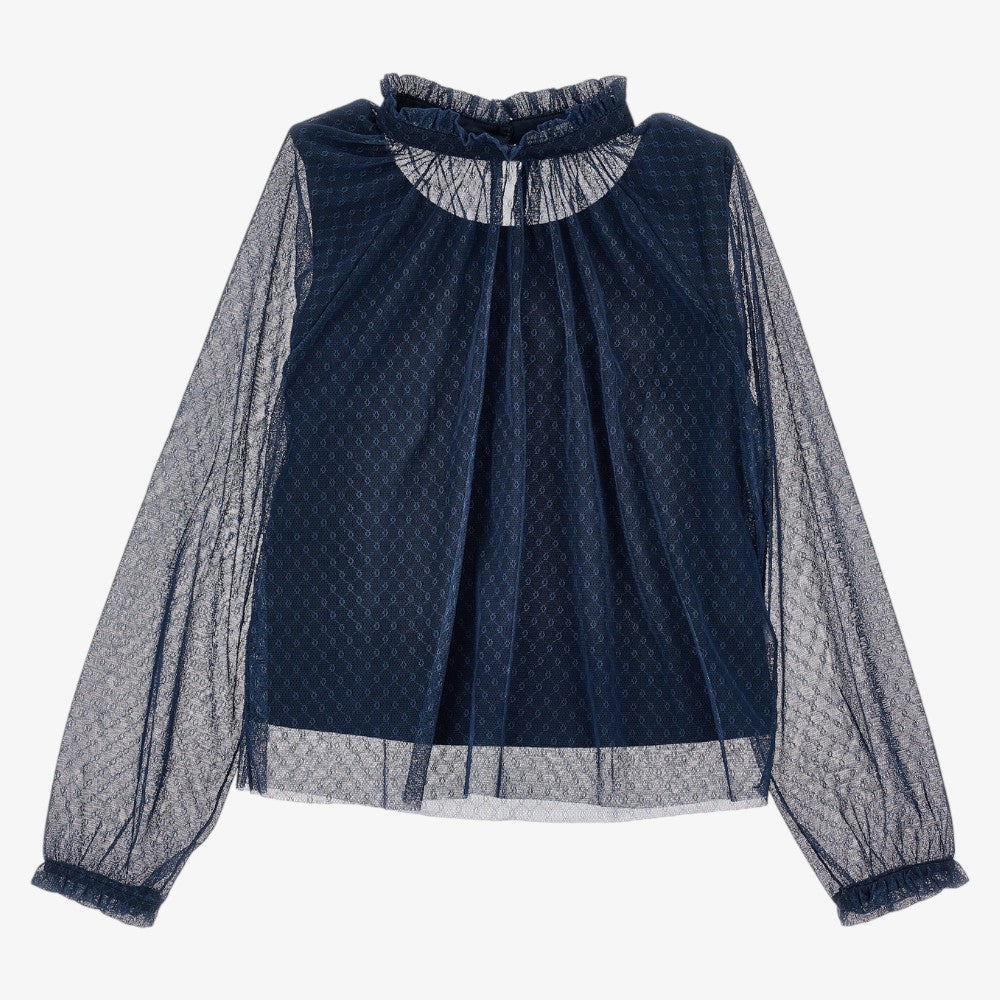 Tulle Blouse - Navy