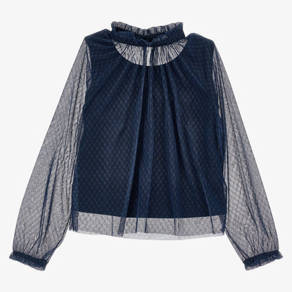 Tulle Blouse - Navy