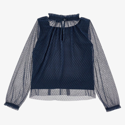 Tulle Blouse - Navy