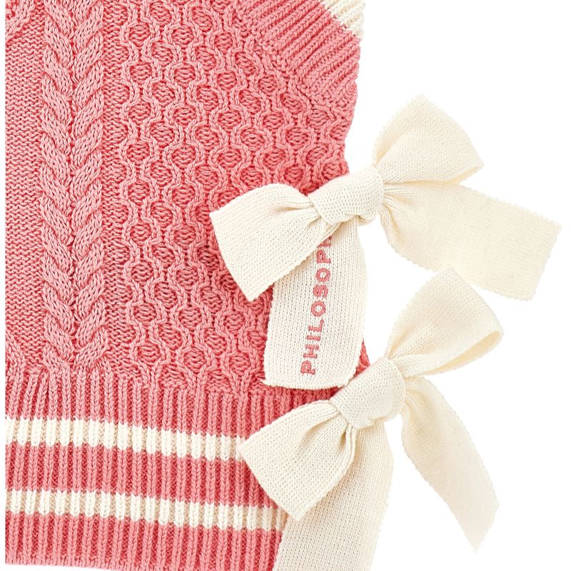 Knit Bows Vest - Coral