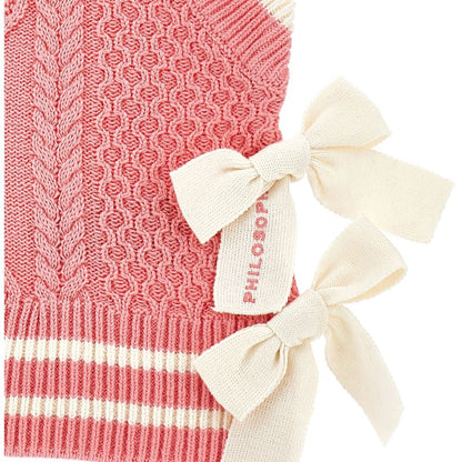 Knit Bows Vest - Coral
