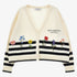 Stripe Knit Floral Cardigan - Offwhite