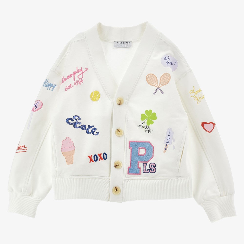 Graphic Cardigan - White