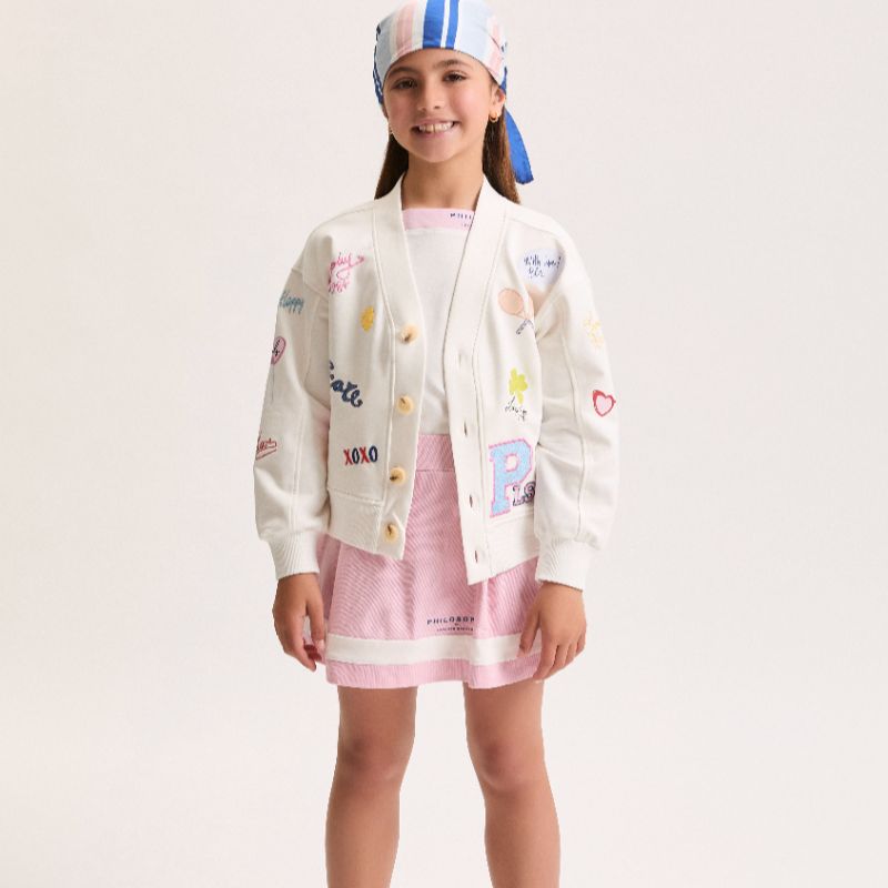 Graphic Cardigan - White
