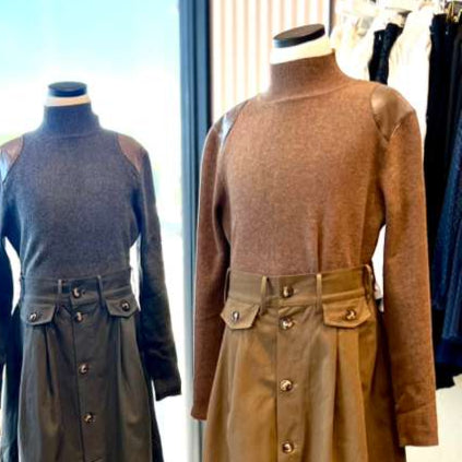 Leather Patch Sweater - Light Brown