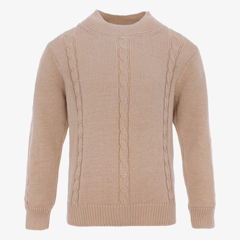 High Neck Cable Sweater - Beige