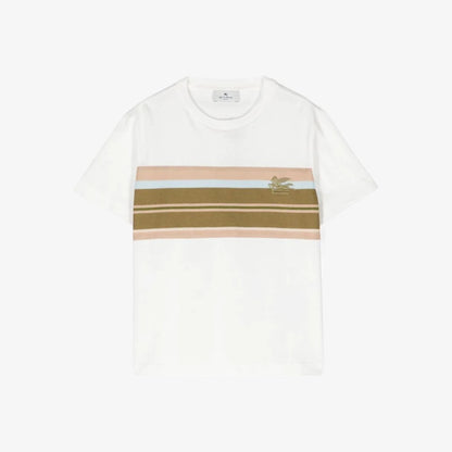 Striped Panel Tee - White