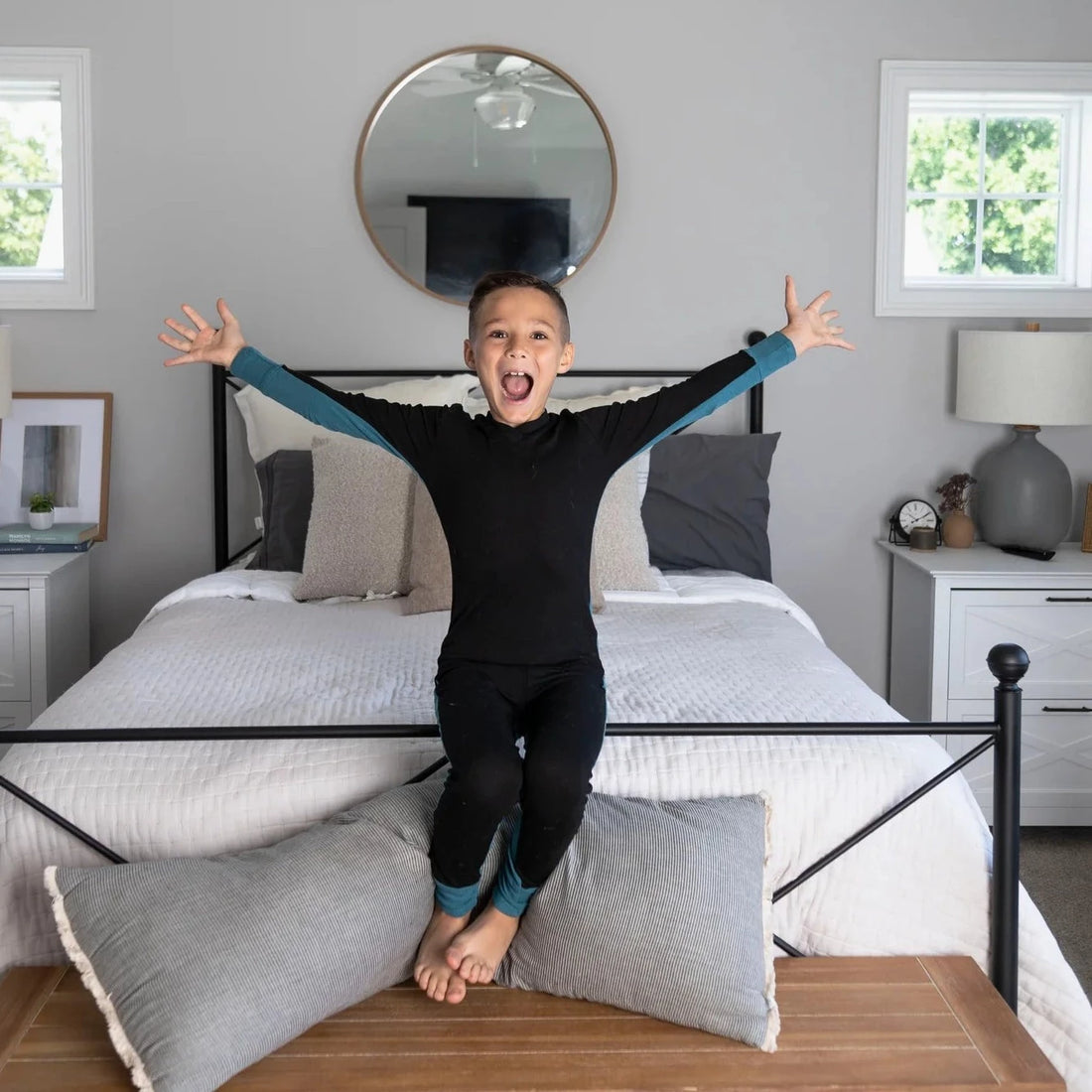Cuddle & Coo V-neck Pajama - Black/teal