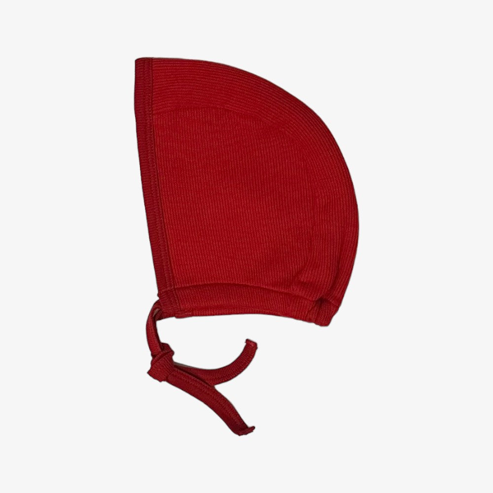 Cotton Pompom Wrap Jacket And Bonnet - Red
