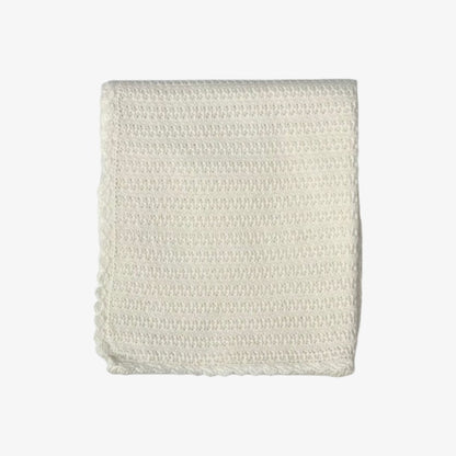 Knit Trim Blanket - White