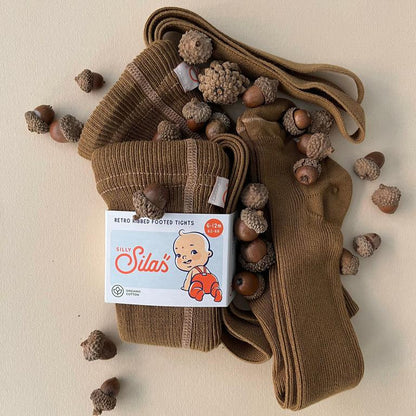 Footed Tights - Acorn Brown
