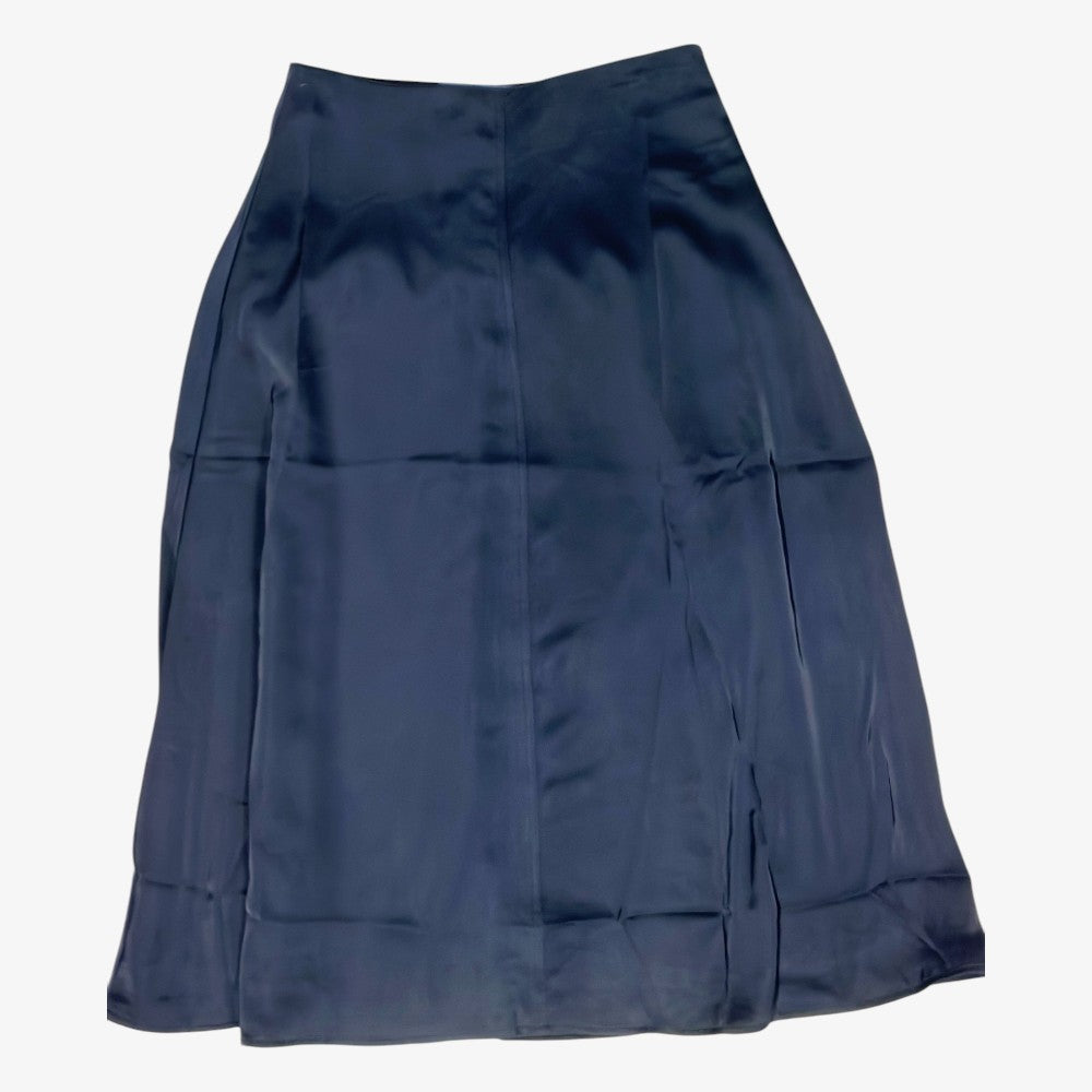 Satin Midi Skirt - Navy