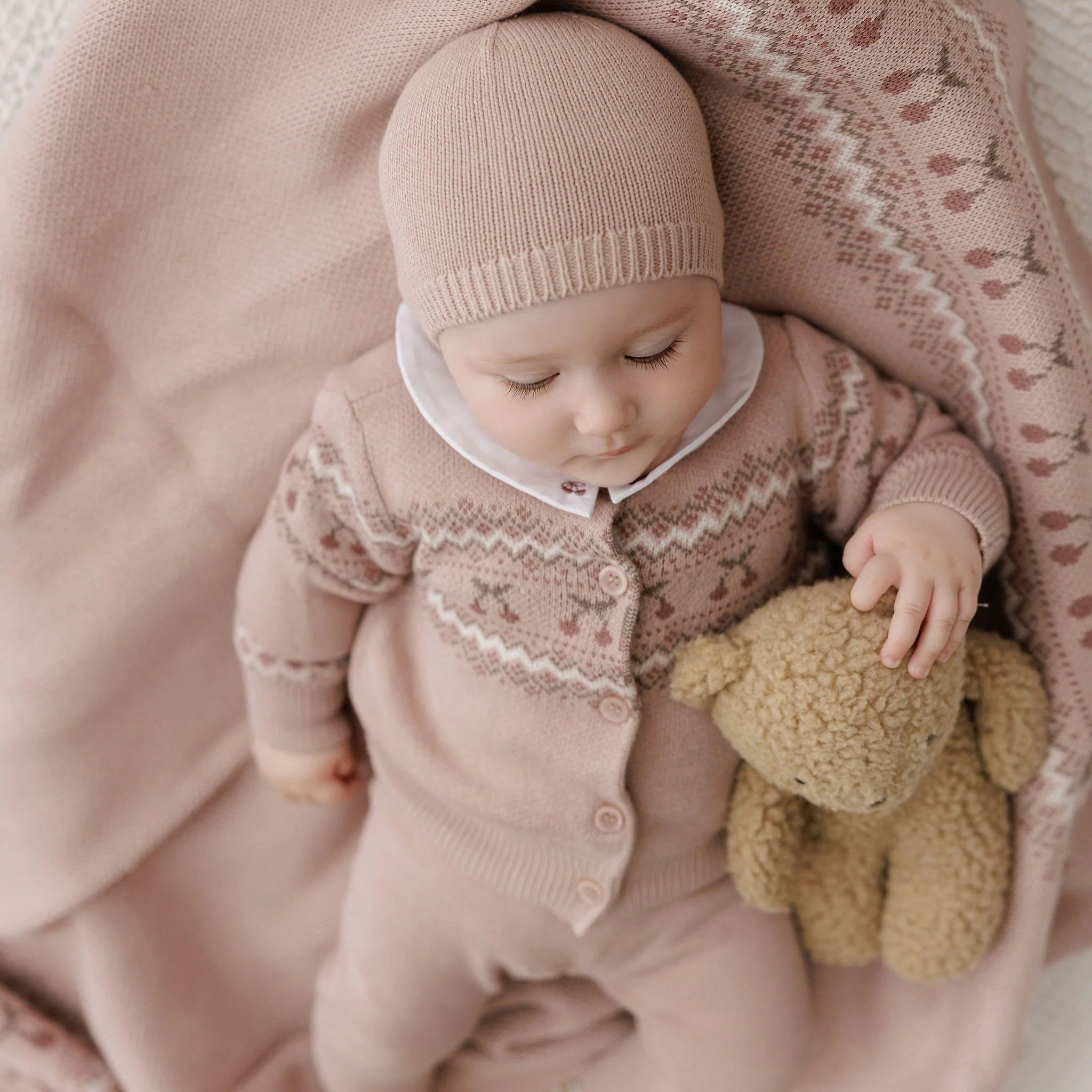 Fair Isle Beanie - Mauve