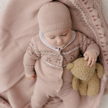 Fair Isle Beanie - Mauve