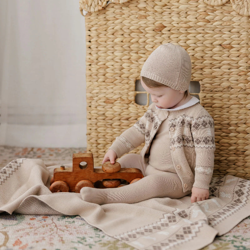 Fair Isle Cardigan - Taupe