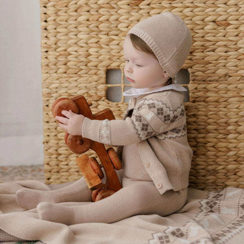 Fair Isle Beanie - Taupe