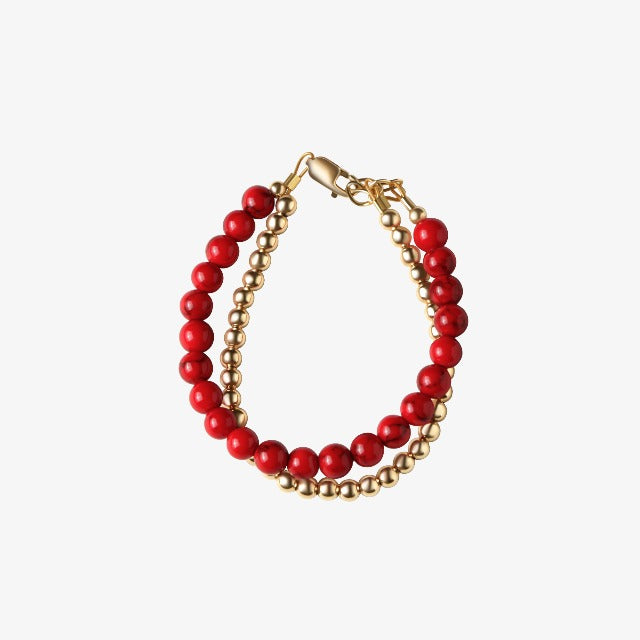 Circlets Double Beads Bracelet - Red-gold