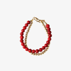 Double Beads Bracelet - Red-gold