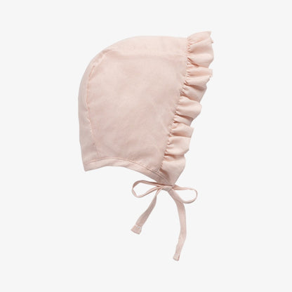 Ruffled Cotton Bonnet - Pale Pink