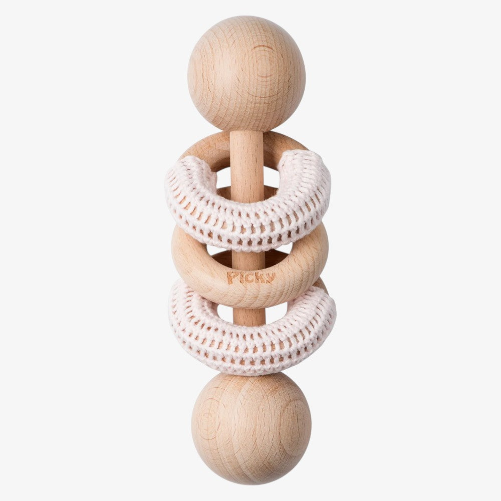 Rattle With Crochet Rings - Light Pink
