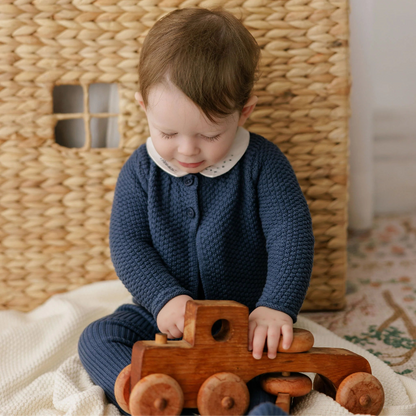 Floral Star Knit Cardigan - Blue