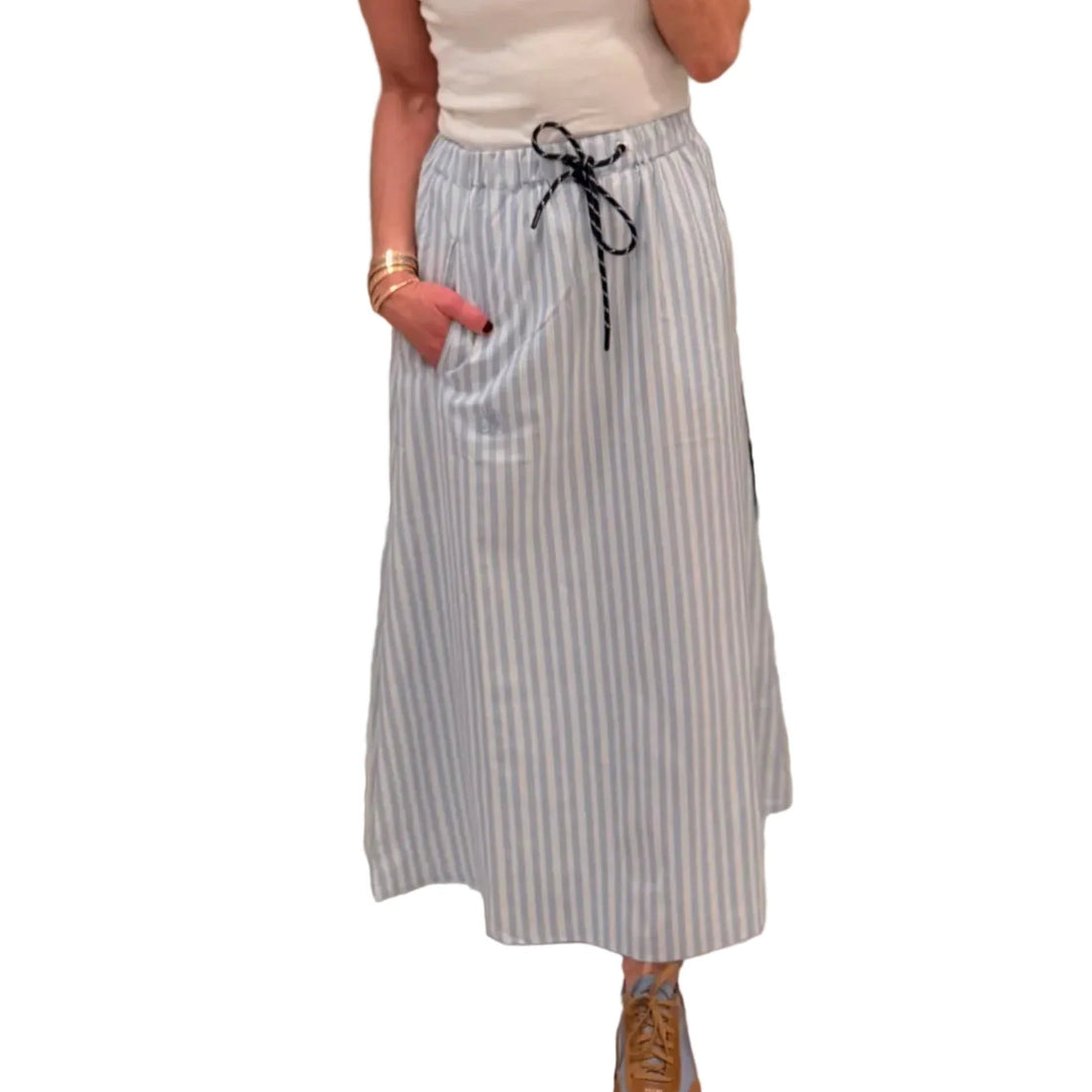 Stripe Skirt - Dusty Blue