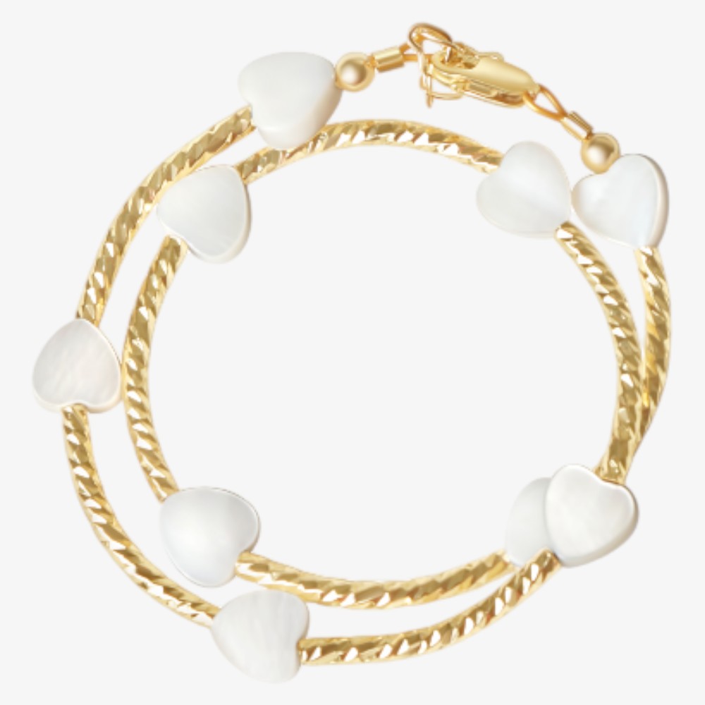 Heart Double Bracelet - White