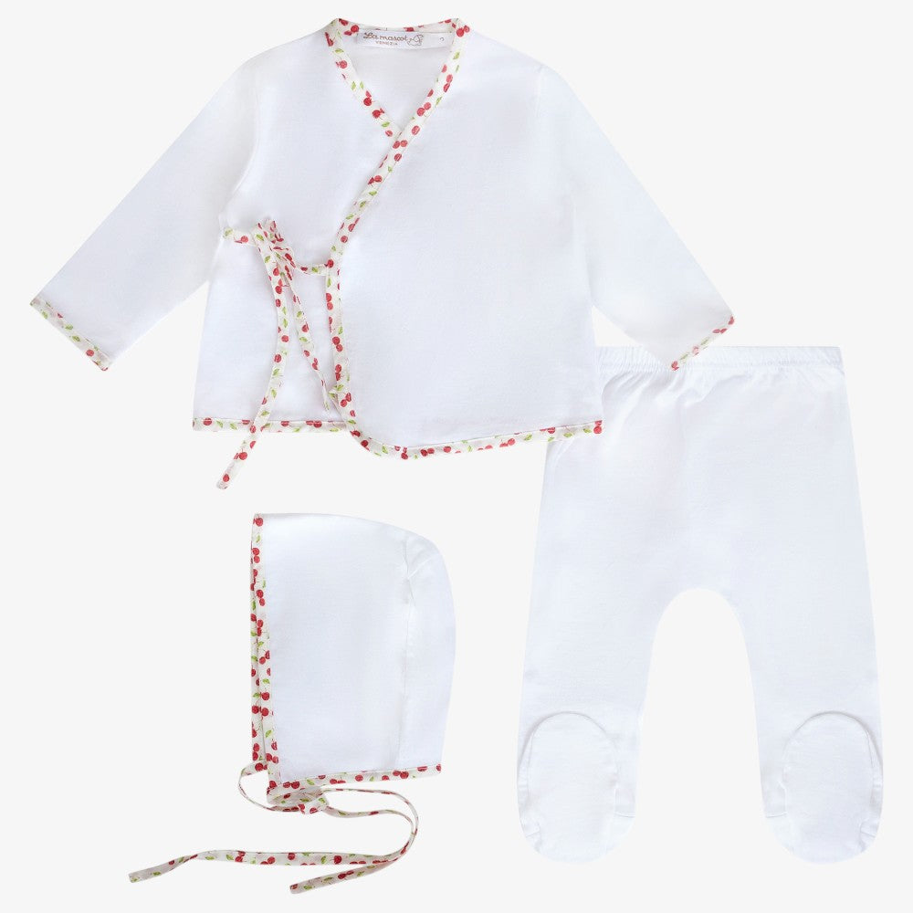 Wrap 3 Piece Set - White&amp; Red