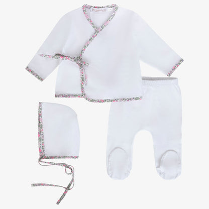 Wrap 3 Piece Set - White&amp;coral