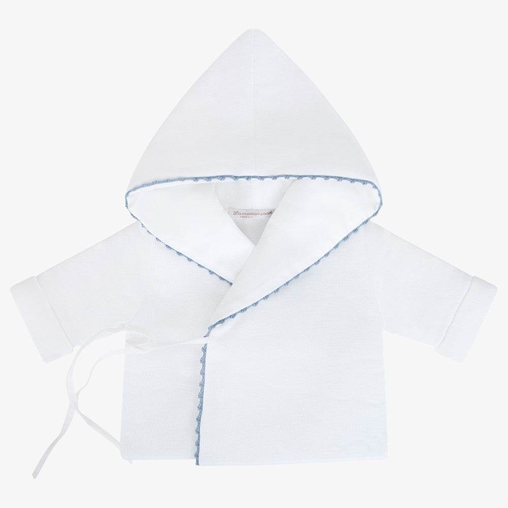 Wrap Jacket With Bonnet - White&amp;blue