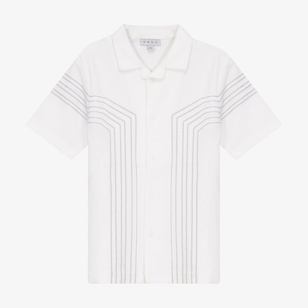 Ponte Stitched Shirt - White/smoke