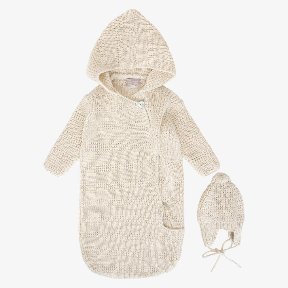 Knit Sack And Hat - Butter